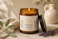 White Sage & Lavender Soy Candle | Natural Aromatherapy Candle in Amber Glass Jar