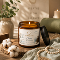 Clean Cotton Soy Candle | Luxury Fresh Linen Aromatherapy Candle in Amber Glass Jar 9oz