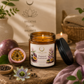 Peppered Passionfruit Soy Candle | Luxury Tropical Aromatherapy Candle in Amber Glass Jar 4oz