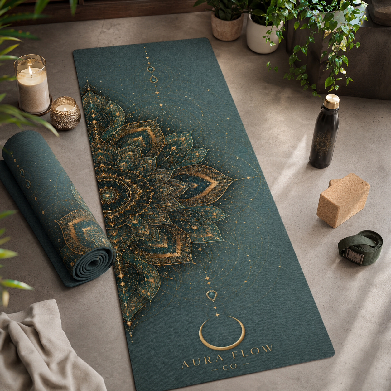 Celestial Lotus Yoga Mat | Premium Non-Slip Natural Rubber Mat