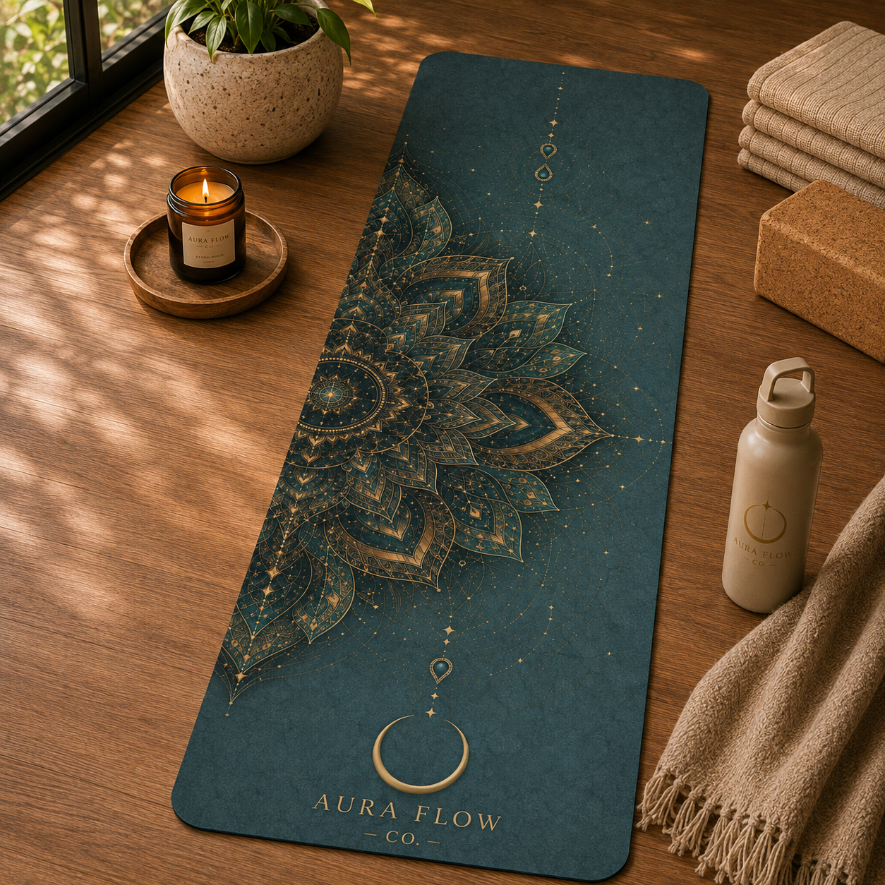 Celestial Lotus Yoga Mat | Premium Non-Slip Natural Rubber Mat