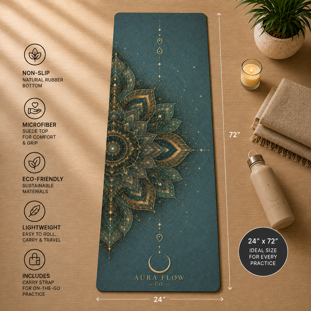 Celestial Lotus Yoga Mat | Premium Non-Slip Natural Rubber Mat