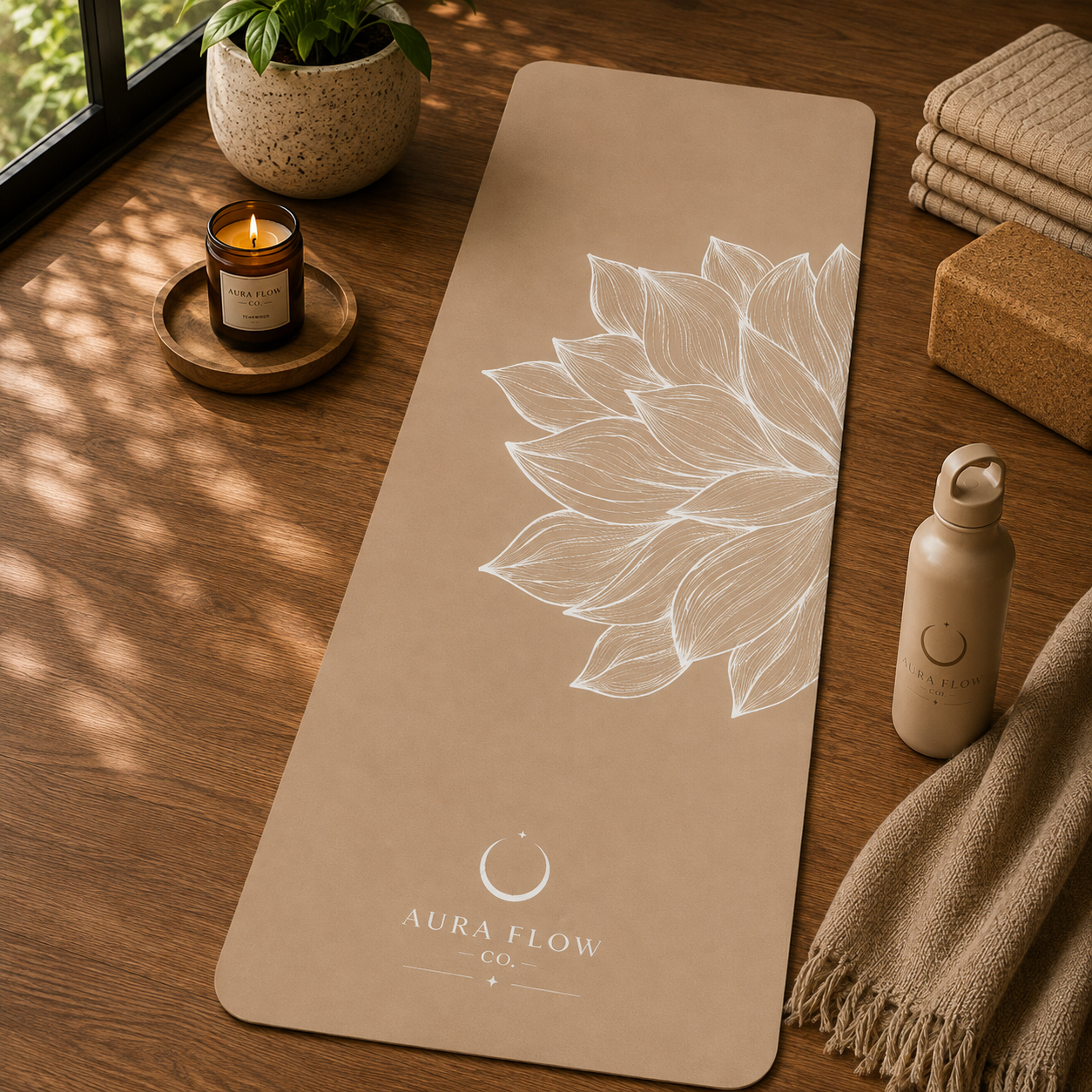 Neutral Lotus Yoga Mat | Premium Non-Slip Natural Rubber Yoga Mat