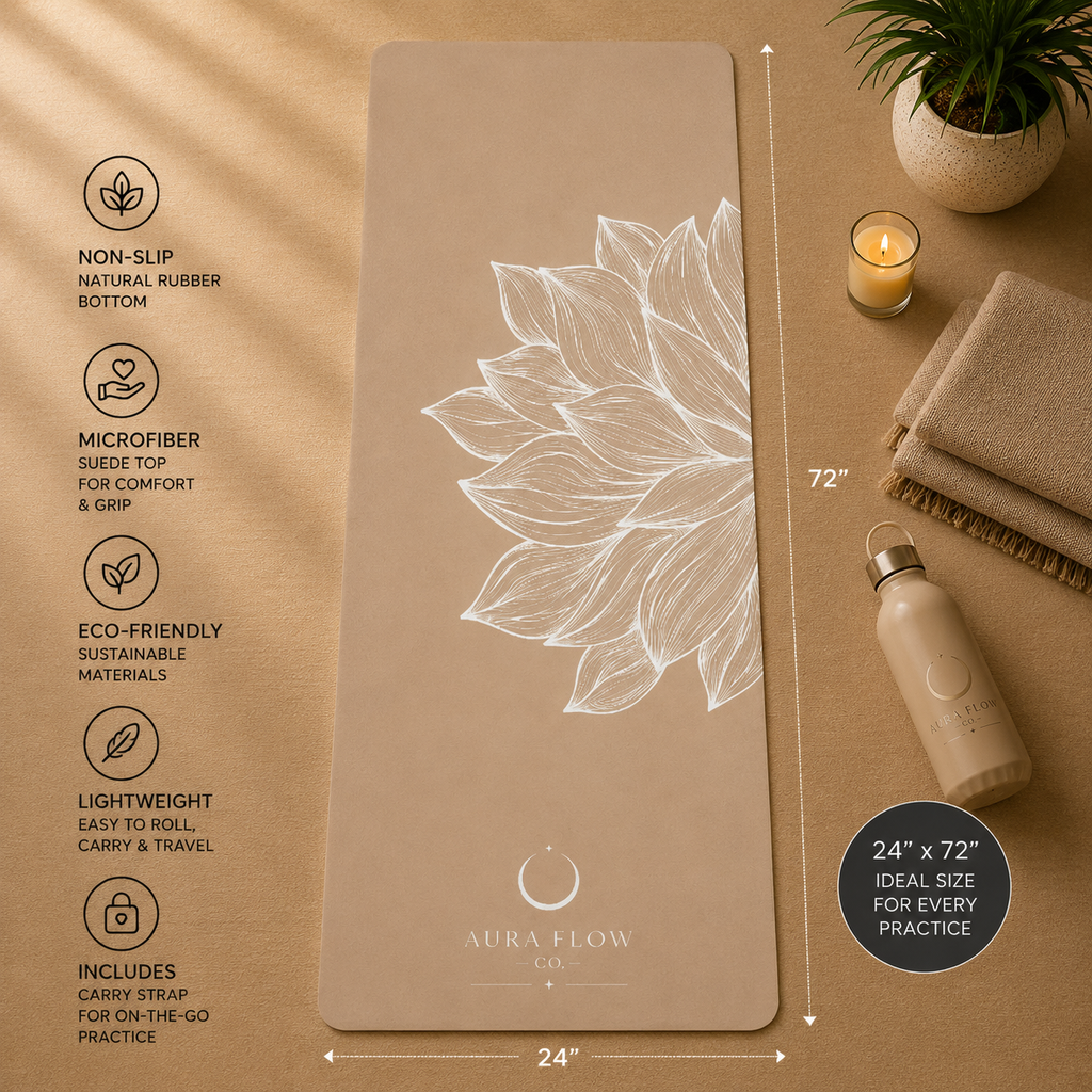 Neutral Lotus Yoga Mat | Premium Non-Slip Natural Rubber Yoga Mat