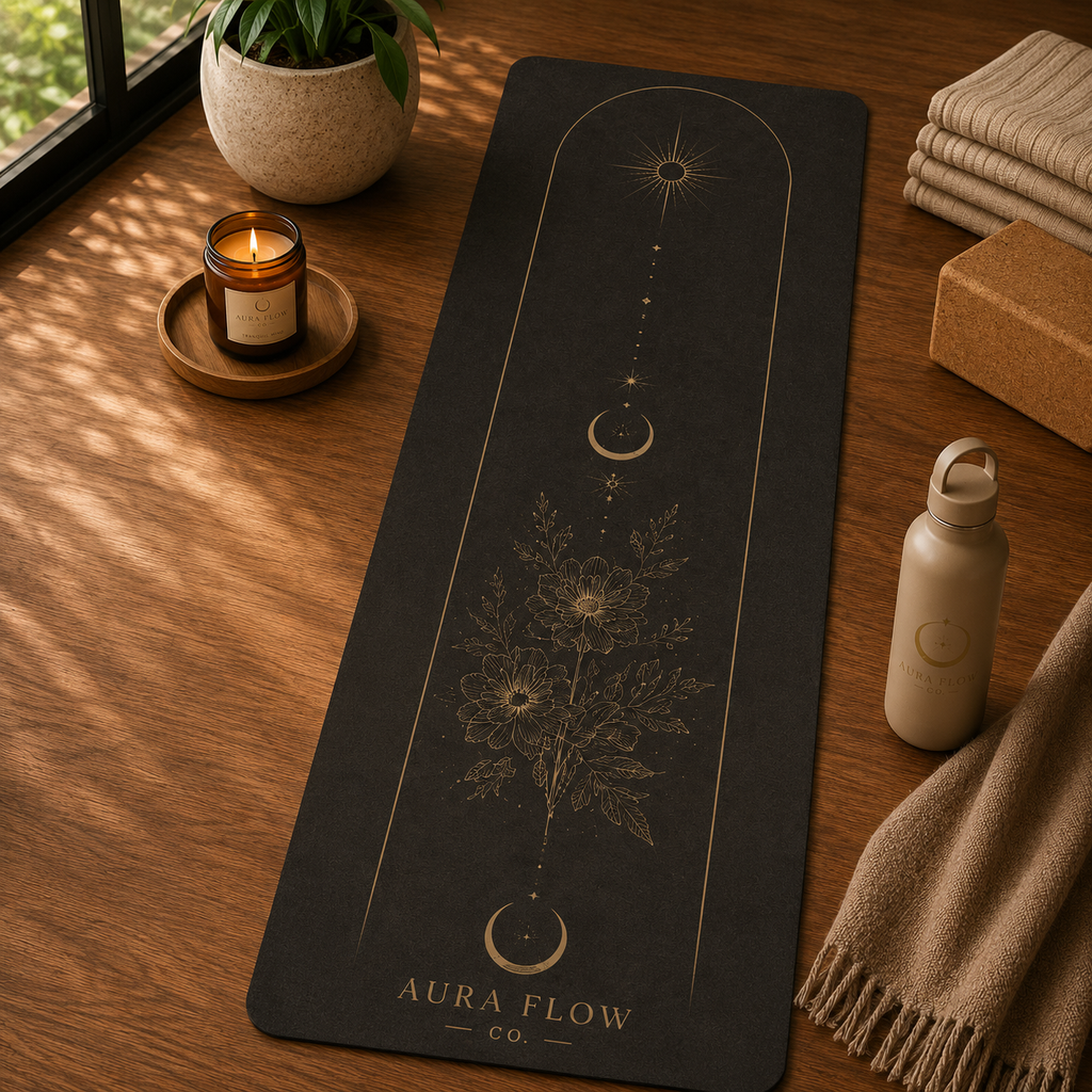 Midnight Bloom Yoga Mat | Premium Non-Slip Natural Rubber Yoga Mat
