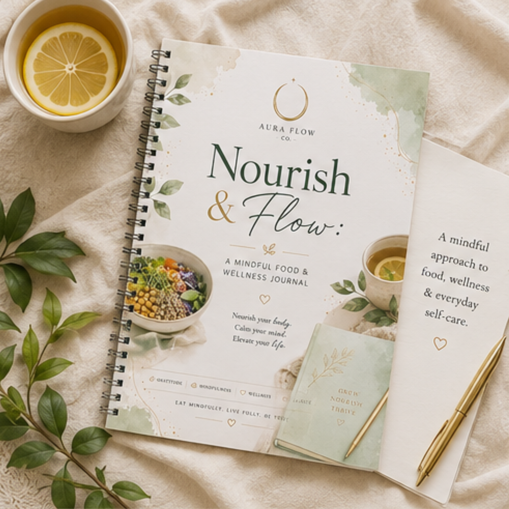 Nourish & Flow: A Mindful Food & Wellness Journal | Digital Download Wellness Planner, Food Tracker, Meal Planner & Healthy Habit Journal