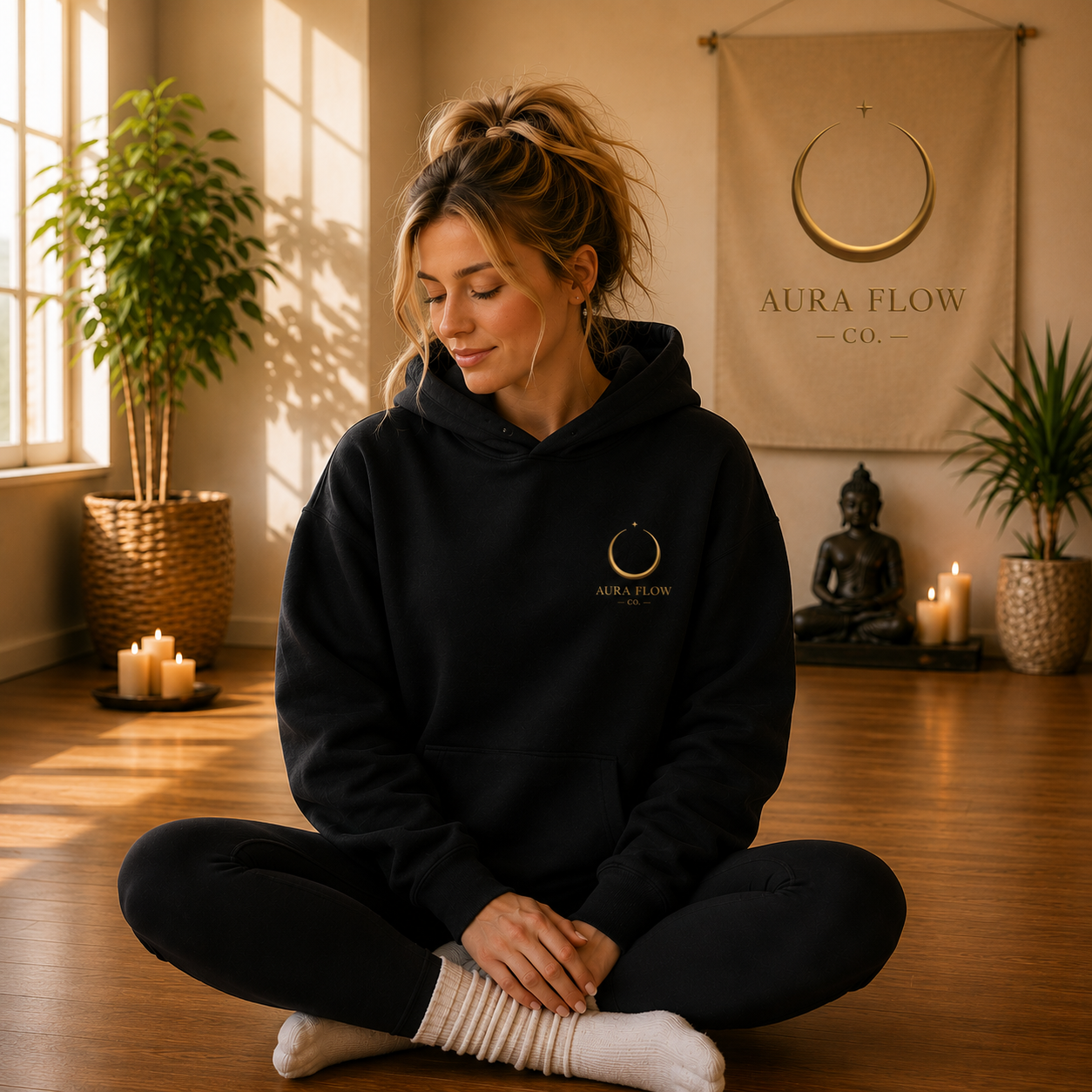 Come Home to Yourself Heavyweight Hoodie | Oversized Yoga Sweatshirt | Spiritual Moon Hoodie | Aura Flow Co.