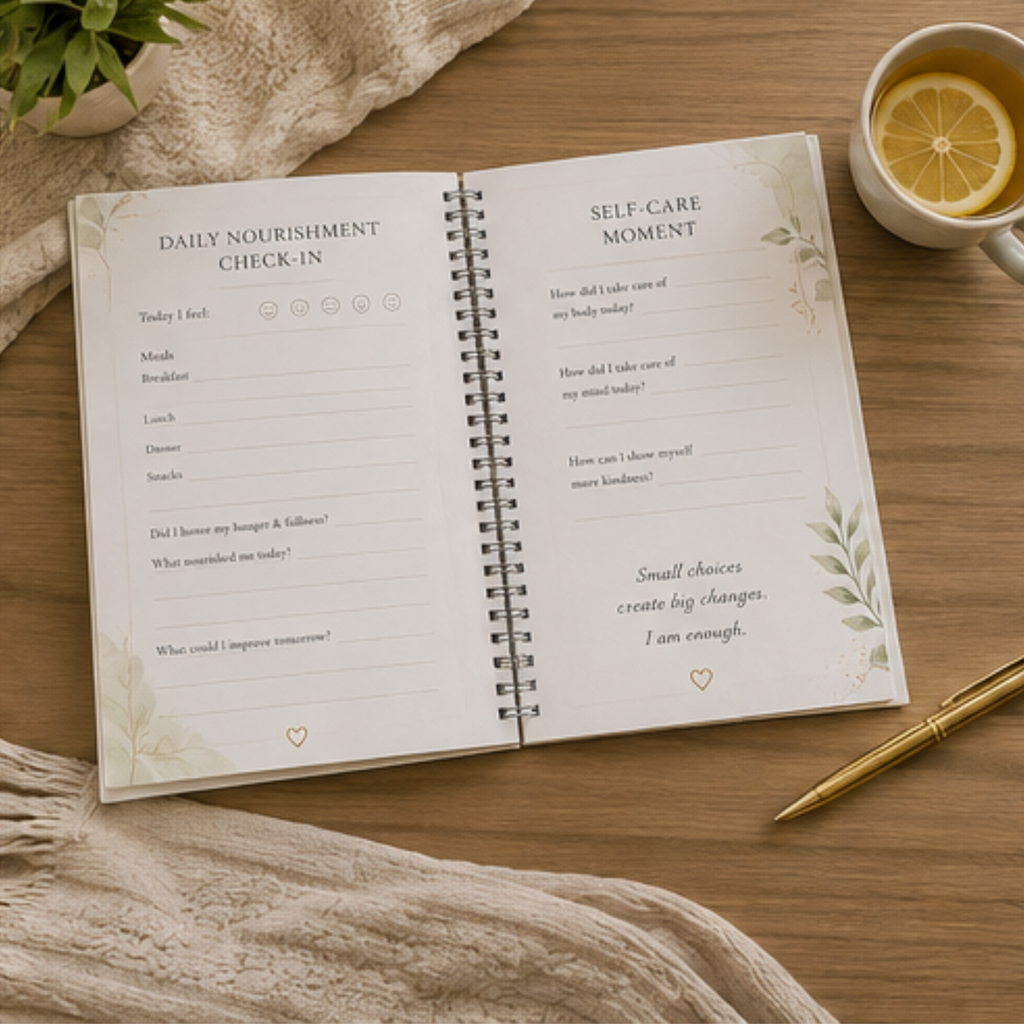 Nourish & Flow: A Mindful Food & Wellness Journal | Digital Download Wellness Planner, Food Tracker, Meal Planner & Healthy Habit Journal