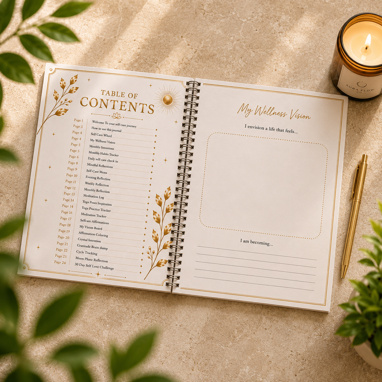 Aura Flow Co. Self-Care Journal Printable Planner | PDF Download