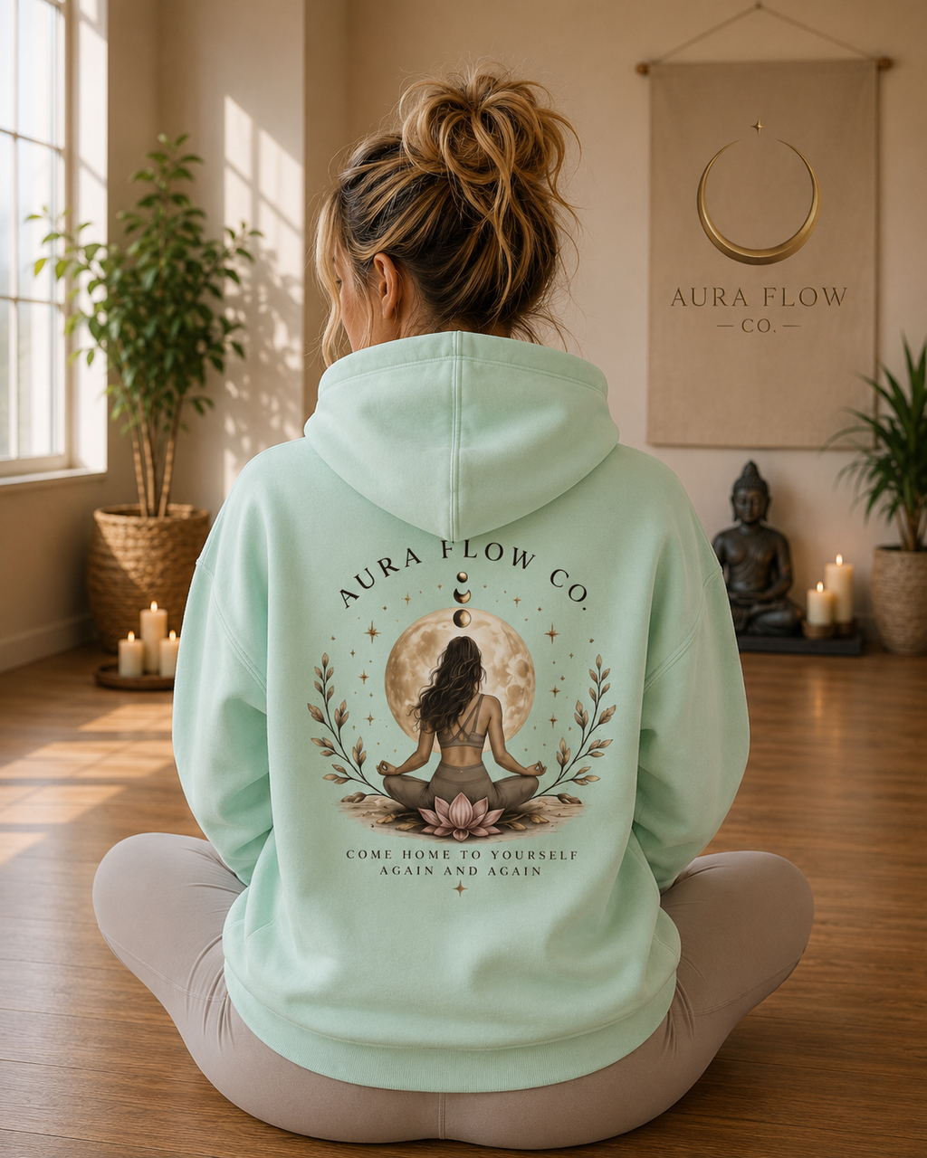 Come Home to Yourself Heavyweight Hoodie | Oversized Yoga Sweatshirt | Spiritual Moon Hoodie | Aura Flow Co.