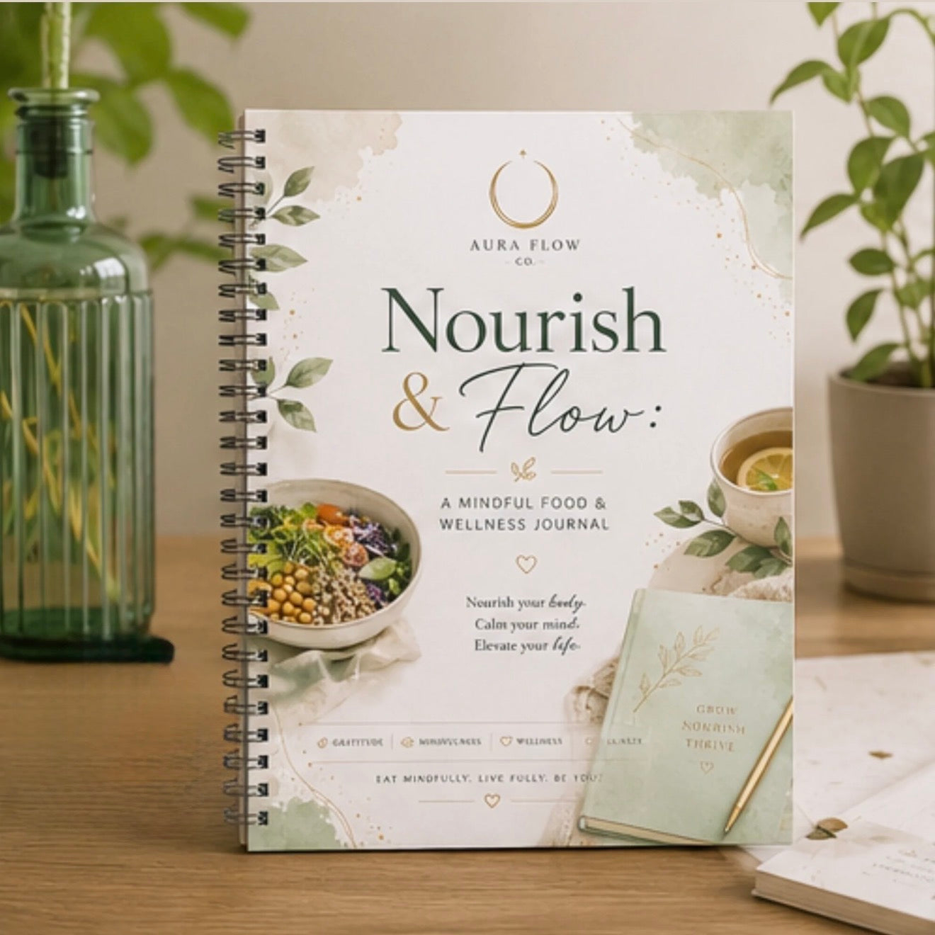 Nourish & Flow: A Mindful Food & Wellness Journal | Wellness Planner, Food Tracker, Meal Planner & Healthy Habit Journal