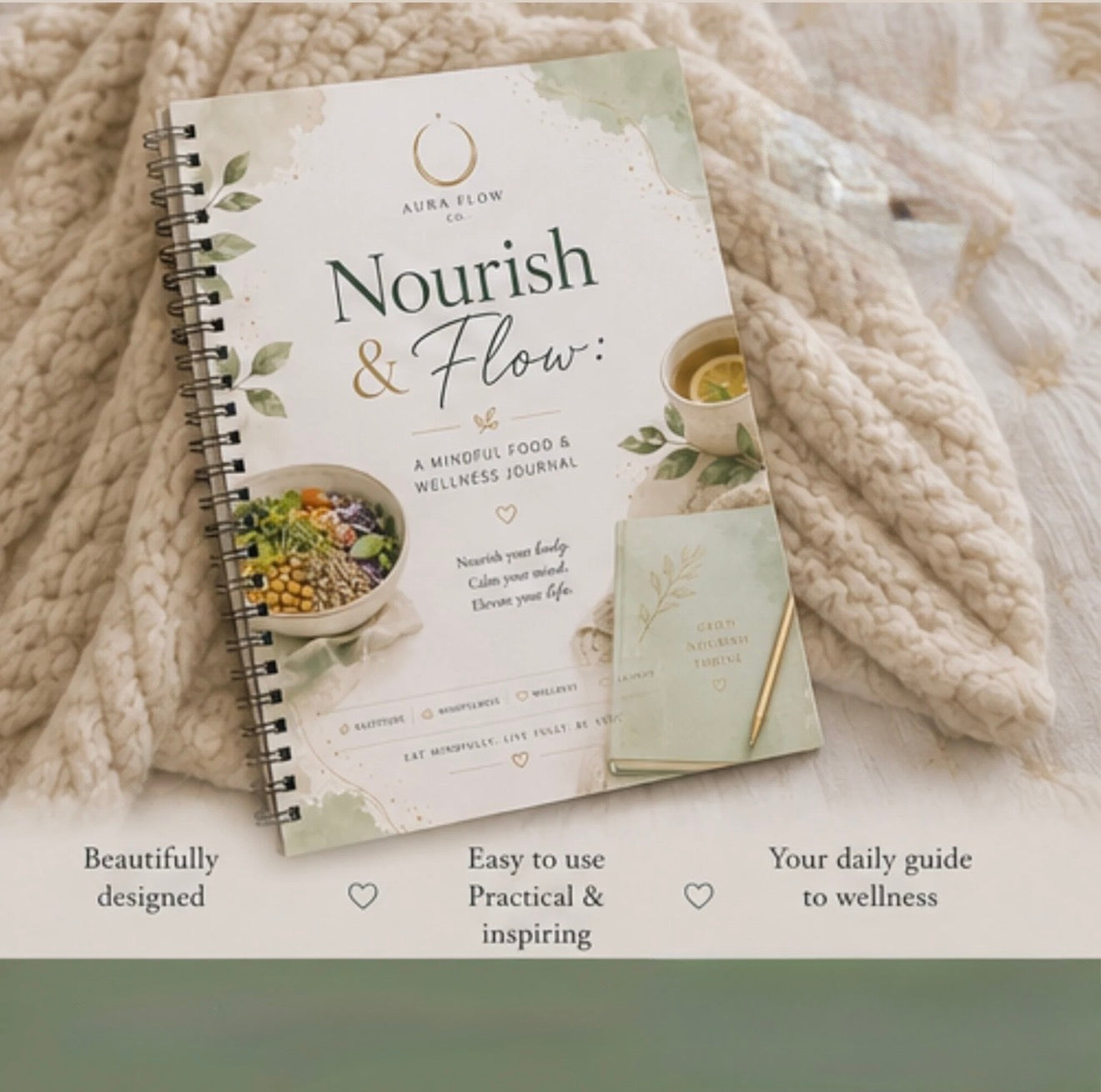 Nourish & Flow: A Mindful Food & Wellness Journal | Wellness Planner, Food Tracker, Meal Planner & Healthy Habit Journal