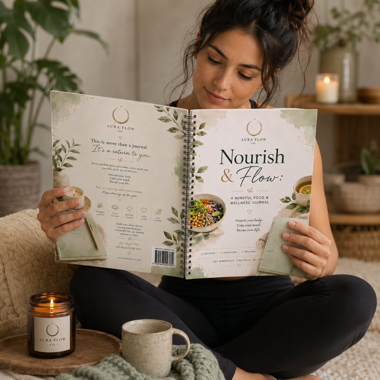 Nourish & Flow: A Mindful Food & Wellness Journal | Wellness Planner, Food Tracker, Meal Planner & Healthy Habit Journal