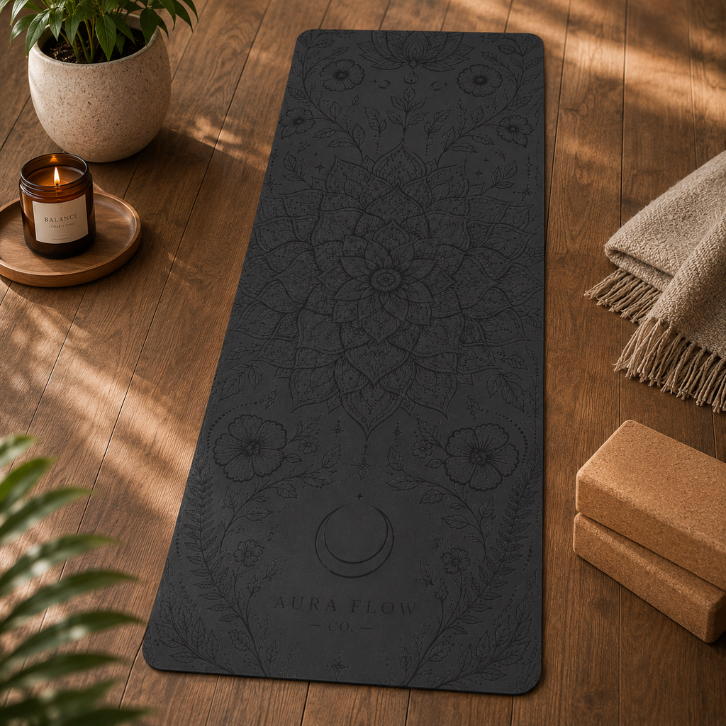 Nocturnal Bloom Mandala Yoga Mat | Premium Non-Slip Rubber Yoga Mat
