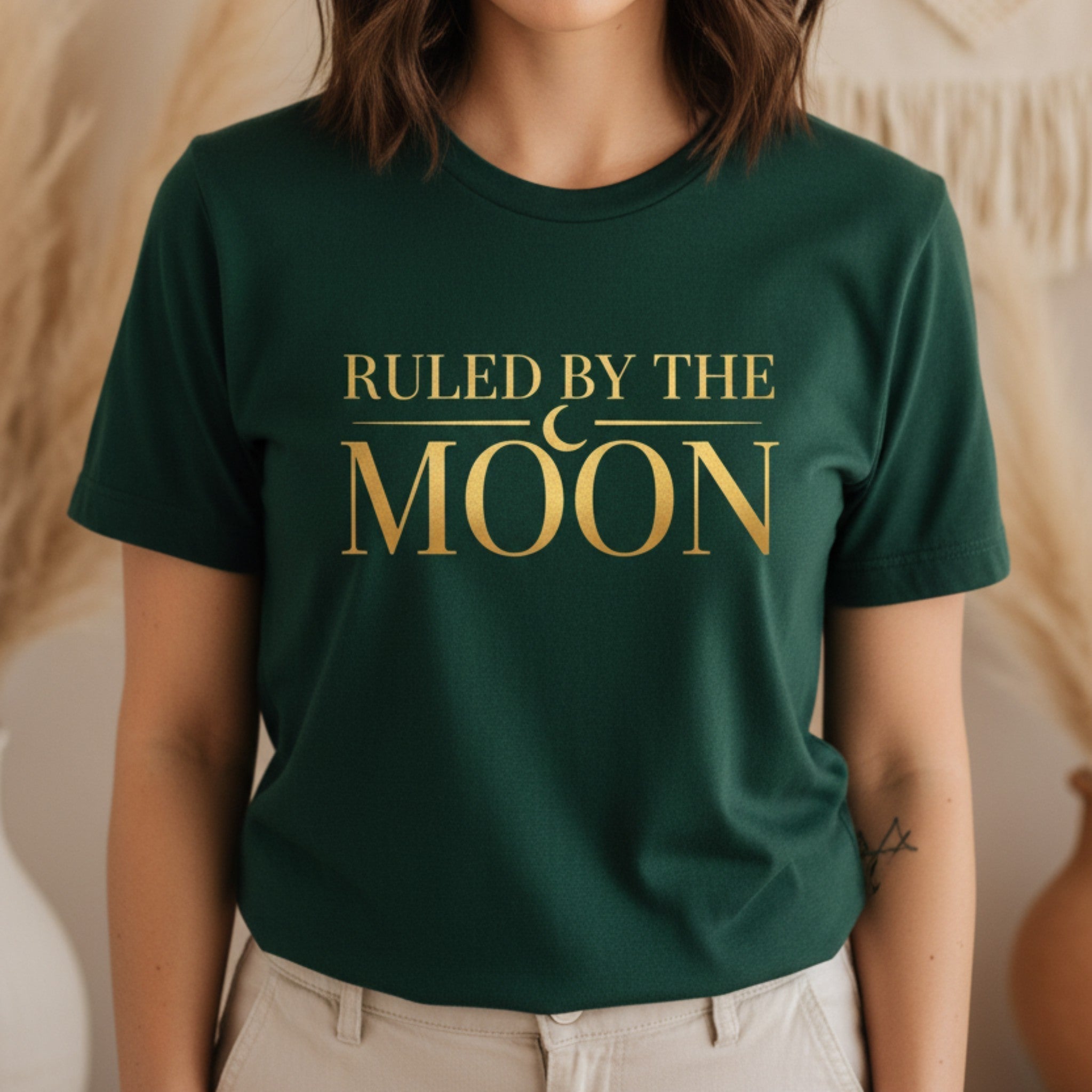 Ruled By The Moon T-Shirt | Celestial Graphic Tee for Women | Moon Lover Gift