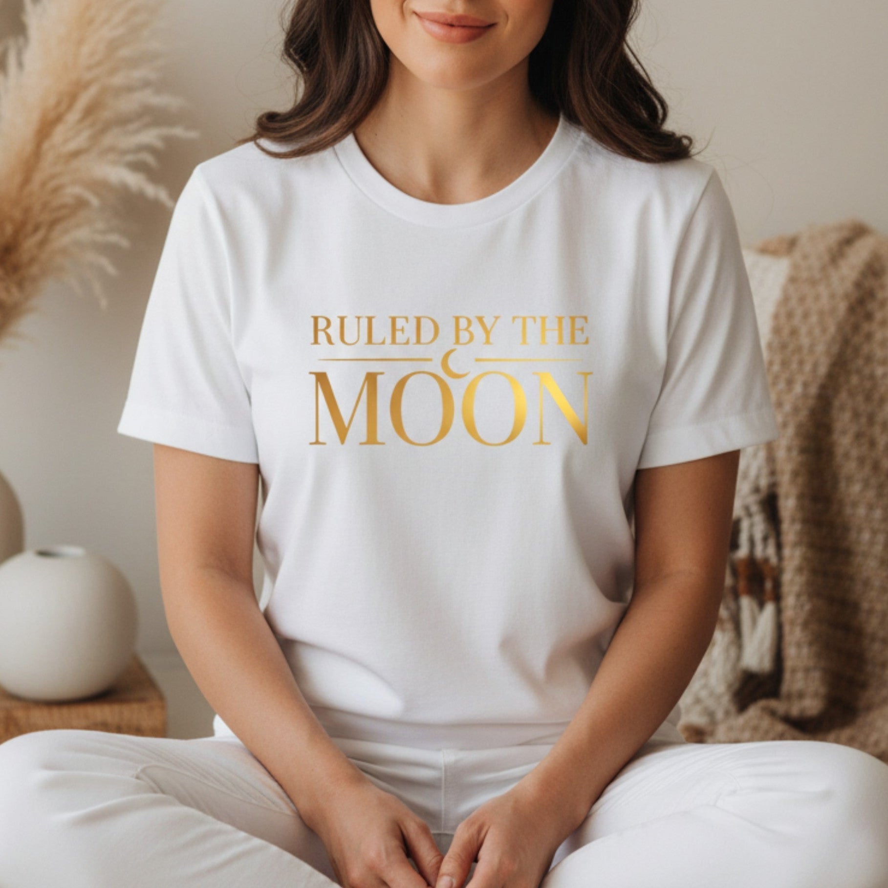 Ruled By The Moon T-Shirt | Celestial Graphic Tee for Women | Moon Lover Gift