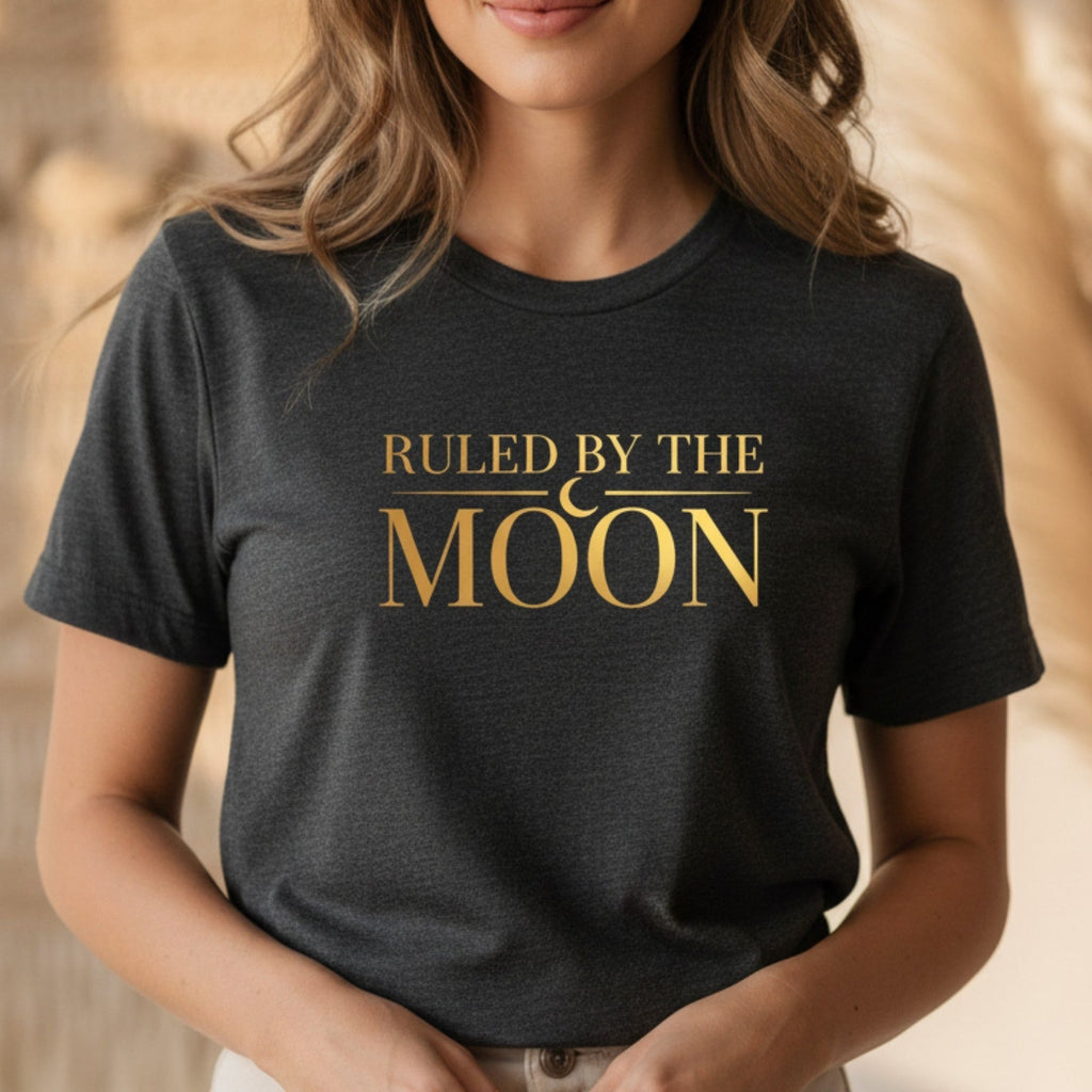 Ruled By The Moon T-Shirt | Celestial Graphic Tee for Women | Moon Lover Gift
